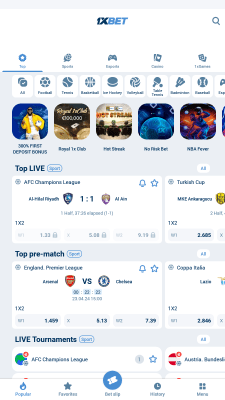 Screenshot of the application 1xBet - #1