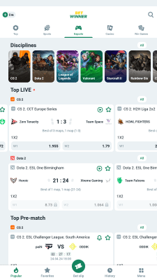 Screenshot of the application Betwinner - #3